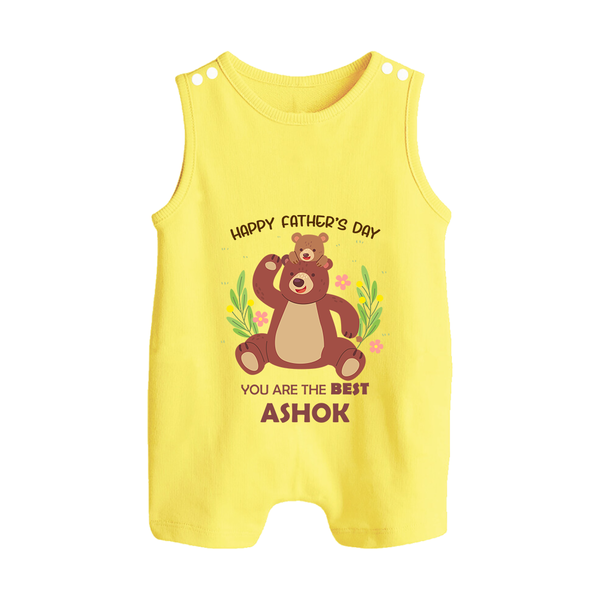 Love You Dad Romper Suit/Sleeveless Romper | Soft Cotton Babywear Unique First Father's Day Gift - PASTEL YELLOW - 0 - 5 Months Old (Chest 18")