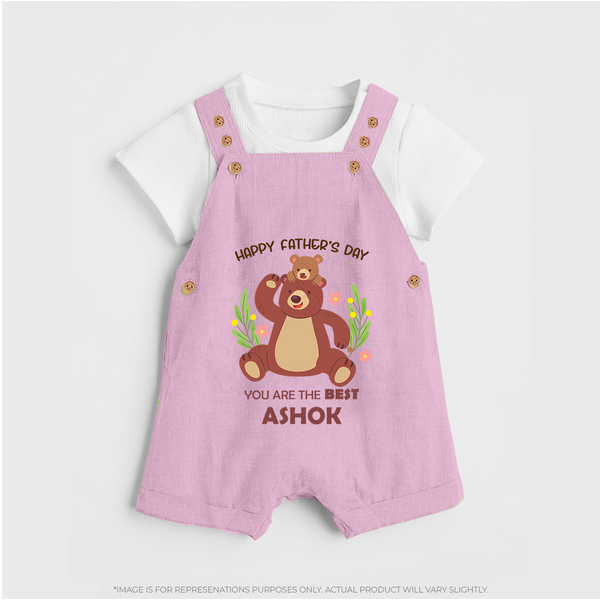 Love You Dad Dungaree Set | Soft Cotton Babywear Unique First Father's Day Gift - BABY PINK - 0 - 5 Months Old (Chest 18")
