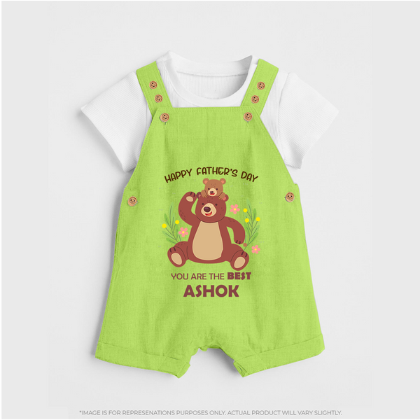 Love You Dad Dungaree Set | Soft Cotton Babywear Unique First Father's Day Gift - GREEN - 0 - 5 Months Old (Chest 18")