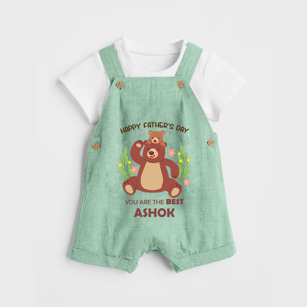 Love You Dad Dungaree Set | Soft Cotton Babywear Unique First Father's Day Gift - MINT GREEN - 0 - 5 Months Old (Chest 18")