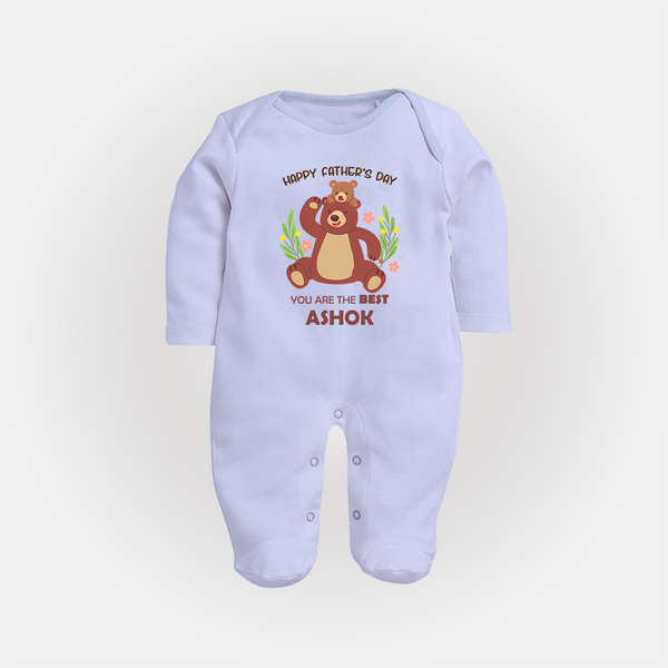 Love You Dad Full Sleeve Bodysuit/Sleep Suit | Soft Cotton Babywear Unique First Father's Day Gift - BABY BLUE - New Born (Chest 7.5")