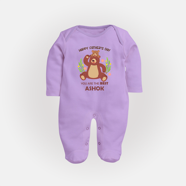 Love You Dad Full Sleeve Bodysuit/Sleep Suit | Soft Cotton Babywear Unique First Father's Day Gift - LILAC - New Born (Chest 7.5")