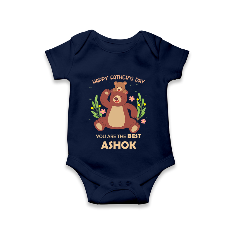 Love You Dad Romper/Onesie | Soft Cotton Babywear Unique First Father's Day Gift - NAVY BLUE - New Born (Chest 14")