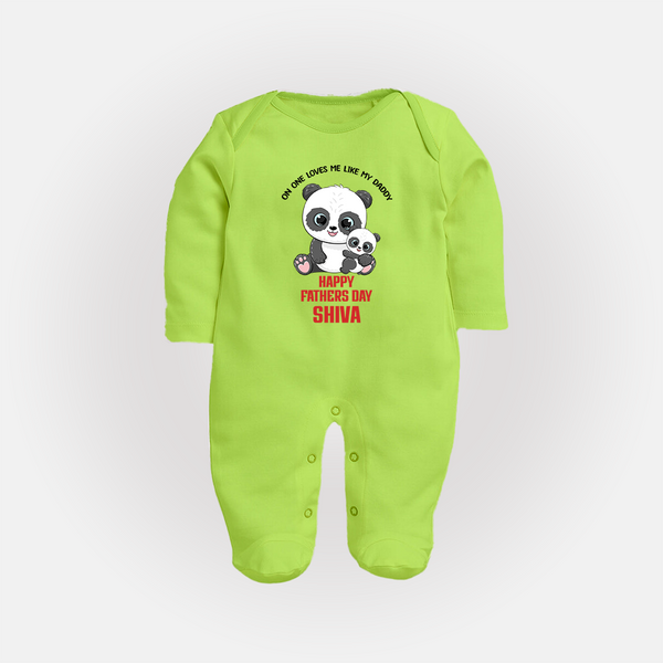 Super Dad Full Sleeve Bodysuit/Sleep Suit | Baby's First Gift to Daddy Comfy and Cute - LIME GREEN - New Born (Chest 7.5")
