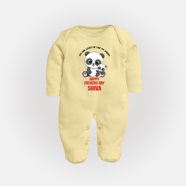 Super Dad Full Sleeve Bodysuit/Sleep Suit | Baby's First Gift to Daddy Comfy and Cute - PASTEL YELLOW - New Born (Chest 7.5")