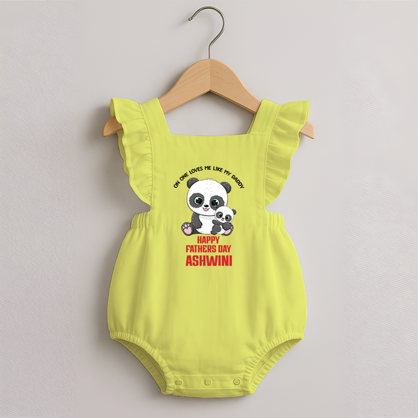 Super Dad Romper Frock | Baby's First Gift to Daddy Comfy and Cute - PASTEL YELLOW - 0 - 3 Months Old (Chest 19")