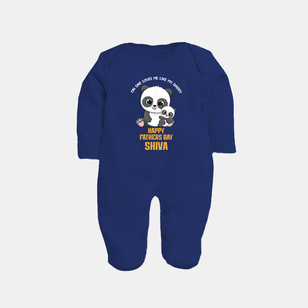 Super Dad Full Sleeve Bodysuit/Sleep Suit | Baby's First Gift to Daddy Comfy and Cute - NAVY BLUE - New Born (Chest 7.5")