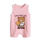  Happy Father’s Day Print Custom Baby Button Romper  - BABY PINK - New Born (Chest 18")