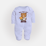  Happy Father’s Day Print Custom Baby Full Body Suit  - BABY BLUE - New Born (Chest 7.5")