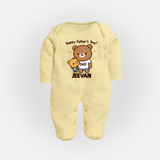  Happy Father’s Day Print Custom Baby Full Body Suit  - PASTEL YELLOW - New Born (Chest 7.5")