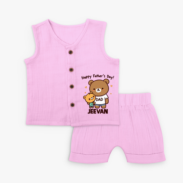  Happy Father’s Day Print Custom Baby Jabla  - BABY PINK - 0 - 3 Months Old (Chest 9.8")