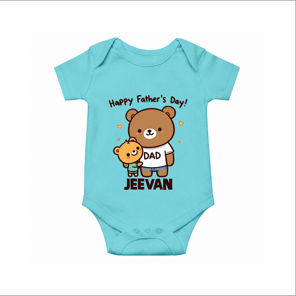 Happy Father’s Day Print Onesie-Custom Baby Romper  - ARCTIC BLUE - New Born (Chest 14")