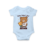  Happy Father’s Day Print Onesie-Custom Baby Romper  - BABY BLUE - New Born (Chest 14")