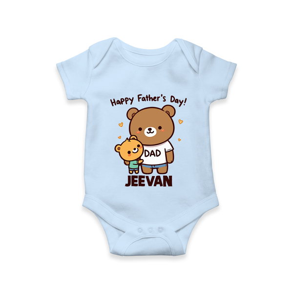  Happy Father’s Day Print Onesie-Custom Baby Romper  - BABY BLUE - New Born (Chest 14")