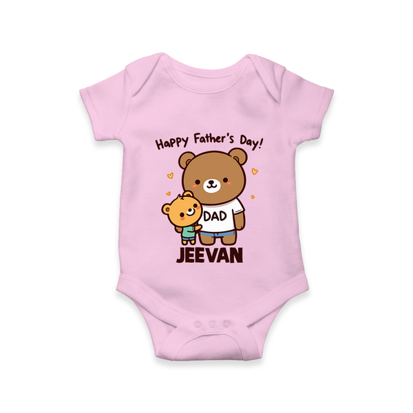  Happy Father’s Day Print Onesie-Custom Baby Romper  - BABY PINK - New Born (Chest 14")