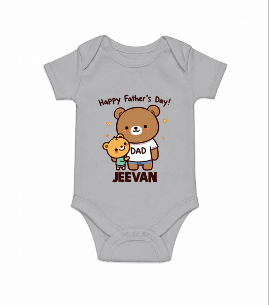  Happy Father’s Day Print Onesie-Custom Baby Romper  - GREY - New Born (Chest 14")