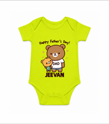  Happy Father’s Day Print Onesie-Custom Baby Romper  - LIME GREEN - New Born (Chest 14")