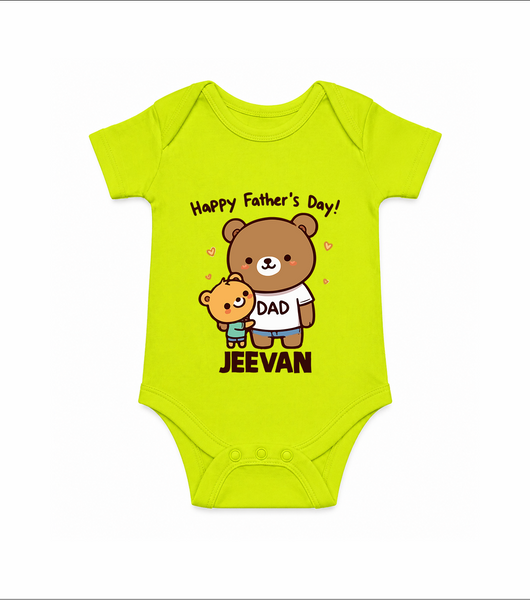  Happy Father’s Day Print Onesie-Custom Baby Romper  - LIME GREEN - New Born (Chest 14")