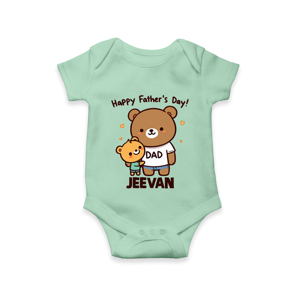  Happy Father’s Day Print Onesie-Custom Baby Romper  - MINT GREEN - New Born (Chest 14")