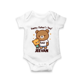  Happy Father’s Day Print Onesie-Custom Baby Romper  - WHITE - New Born (Chest 14")