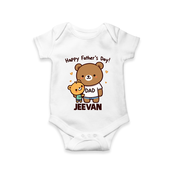  Happy Father’s Day Print Onesie-Custom Baby Romper  - WHITE - New Born (Chest 14")