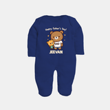  Happy Father’s Day Print Custom Baby Full Body Suit  - NAVY BLUE - New Born (Chest 7.5")