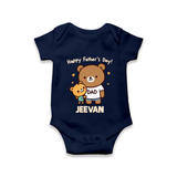  Happy Father’s Day Print Onesie-Custom Baby Romper  - NAVY BLUE - New Born (Chest 14")