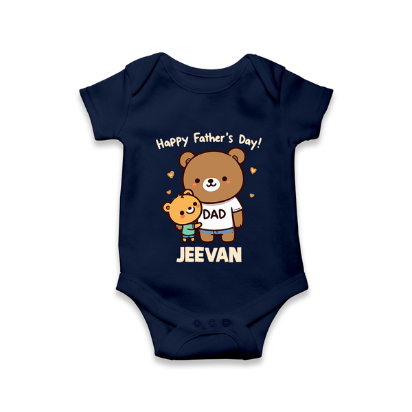  Happy Father’s Day Print Onesie-Custom Baby Romper  - NAVY BLUE - New Born (Chest 14")