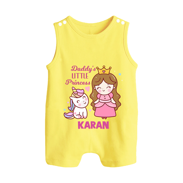 Best Dad Ever Print Arctic  Custom Baby Button Romper  - PASTEL YELLOW - New Born (Chest 18")
