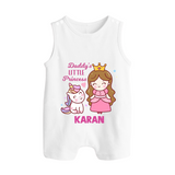 Best Dad Ever Print Arctic  Custom Baby Button Romper  - WHITE - New Born (Chest 18")
