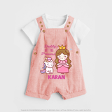 Best Dad Ever Print Arctic  Custom Baby dungaree  - PEACH - 0 - 5 Months Old (Chest 18")