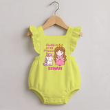Best Dad Ever Print Arctic  Custom Baby Romper Frock  - PASTEL YELLOW - 0 - 3 Months Old (Chest 19")