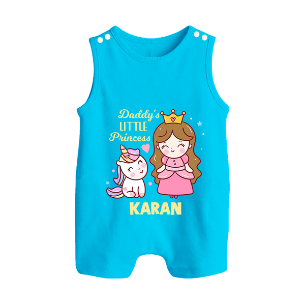 Best Dad Ever Print Arctic  Custom Baby Button Romper  - SKY BLUE - New Born (Chest 18")