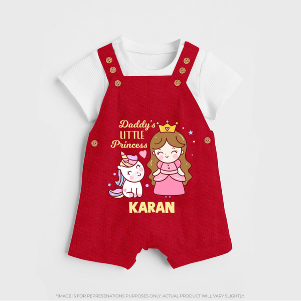 Best Dad Ever Print Arctic  Custom Baby dungaree  - RED - 0 - 5 Months Old (Chest 18")