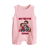 Custom Baby Button Romper  Daddy & Me Heart Print   - BABY PINK - New Born (Chest 18")