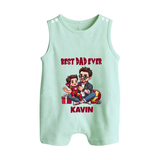 Custom Baby Button Romper  Daddy & Me Heart Print   - MINT GREEN - New Born (Chest 18")