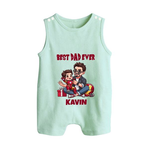 Custom Baby Button Romper  Daddy & Me Heart Print   - MINT GREEN - New Born (Chest 18")
