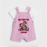 Custom Baby dungaree  Daddy & Me Heart Print   - BABY PINK - 0 - 5 Months Old (Chest 18")