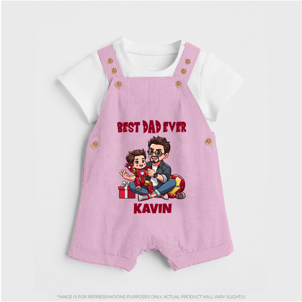 Custom Baby dungaree  Daddy & Me Heart Print   - BABY PINK - 0 - 5 Months Old (Chest 18")