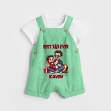 Custom Baby dungaree  Daddy & Me Heart Print   - GREEN - 0 - 5 Months Old (Chest 18")