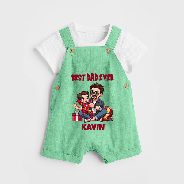 Custom Baby dungaree  Daddy & Me Heart Print   - GREEN - 0 - 5 Months Old (Chest 18")