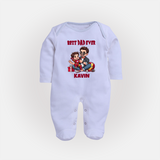 Custom Baby Full Body Suit  Daddy & Me Heart Print   - BABY BLUE - New Born (Chest 7.5")
