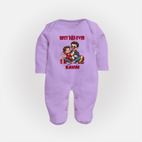 Custom Baby Full Body Suit  Daddy & Me Heart Print   - LILAC - New Born (Chest 7.5")