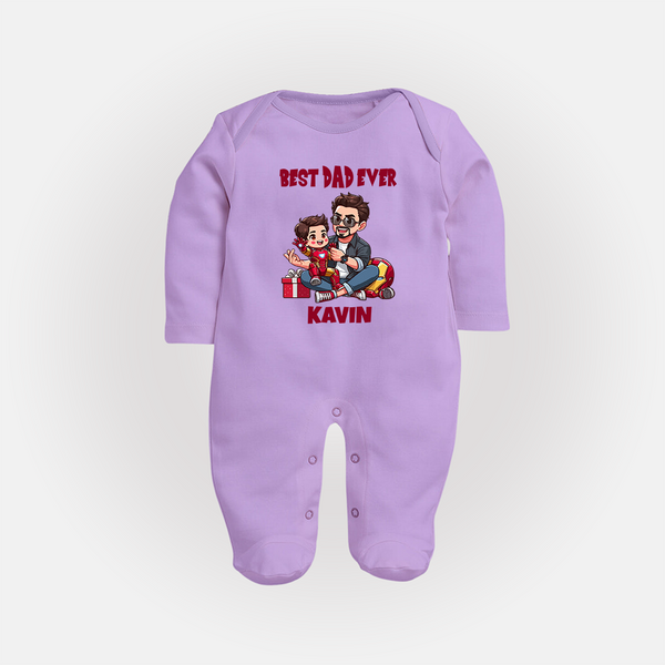 Custom Baby Full Body Suit  Daddy & Me Heart Print   - LILAC - New Born (Chest 7.5")
