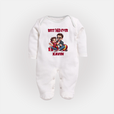 Custom Baby Full Body Suit  Daddy & Me Heart Print   - WHITE - New Born (Chest 7.5")