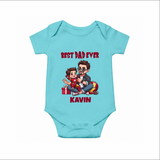 Custom Baby Romper – Daddy & Me Heart Print  Onesie - ARCTIC BLUE - New Born (Chest 14")