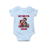 Custom Baby Romper – Daddy & Me Heart Print  Onesie - BABY BLUE - New Born (Chest 14")