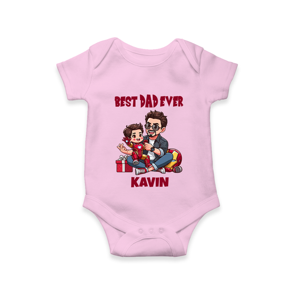 Custom Baby Romper – Daddy & Me Heart Print  Onesie - BABY PINK - New Born (Chest 14")