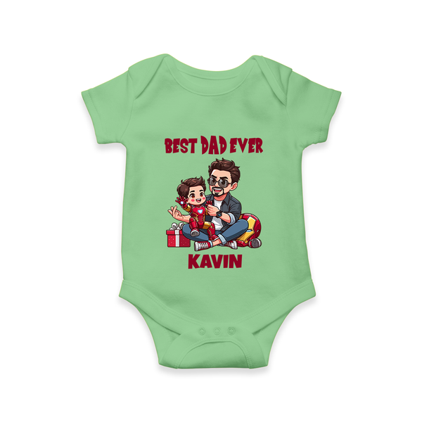 Custom Baby Romper – Daddy & Me Heart Print  Onesie - GREEN - New Born (Chest 14")