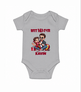Custom Baby Romper – Daddy & Me Heart Print  Onesie - GREY - New Born (Chest 14")